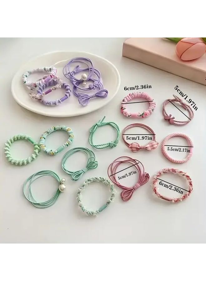 6PCS Yellow Series Pastel Hair Tie Set with Ponytail Holders and Scrunchies - Image 4